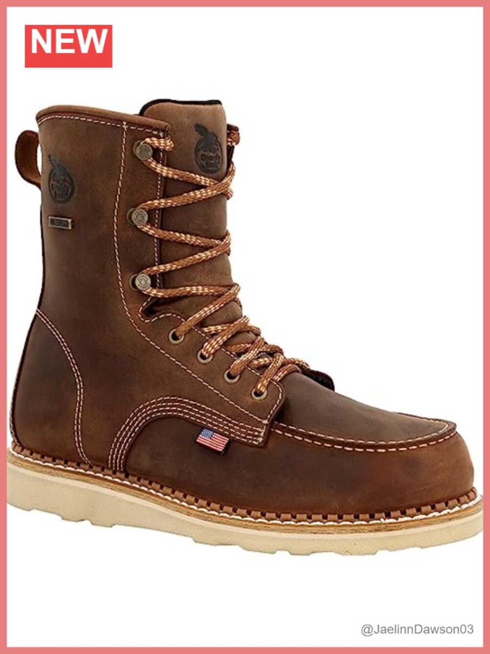 Waterproof Leather Work Boot Lace-Up Mid-Calf Durable Construction